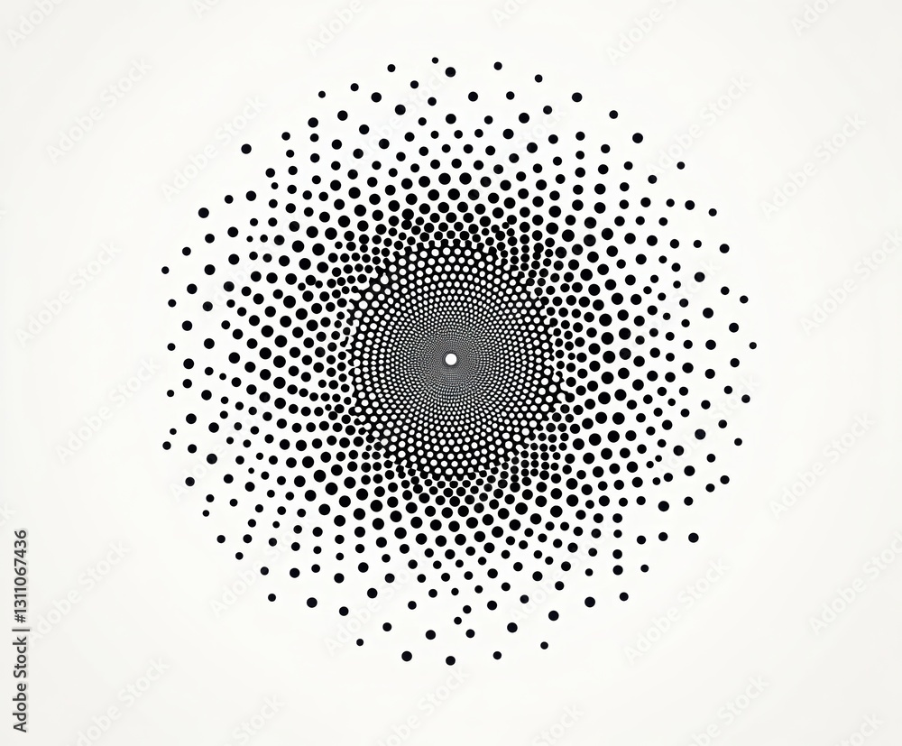 Poster optical illusion spiral: a mesmerizing display of a spiral pattern composed of countless dots, creat
