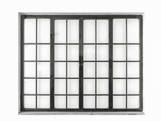 A blank wooden window frame on a white wall, offering a vector illustration of interior light