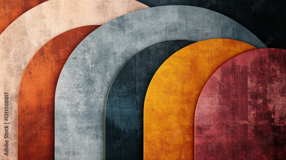 Poster geometric archways: captivating abstract art of intersecting archways showcases a rich tapestry of t