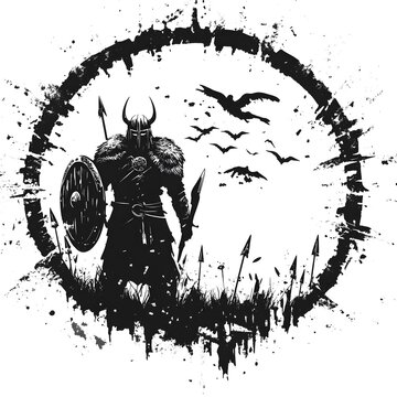 Abstract viking background vector stencil design, black on white laser engraving