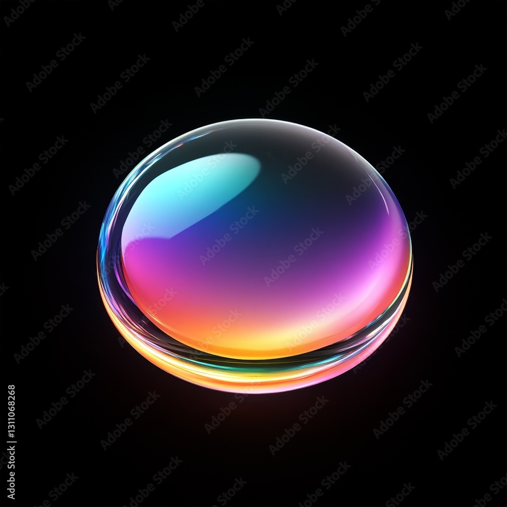 Poster translucent semi-transparent sphere with colorful light reflection