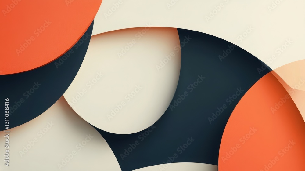 Poster geometric harmony: an abstract composition of overlapping shapes and gradients in a soft color palet