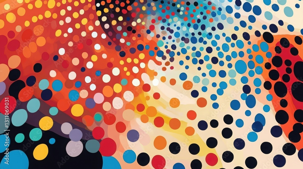 Poster abstract dot art: a vibrant and dynamic abstract artwork featuring an array of colorful dots arrange