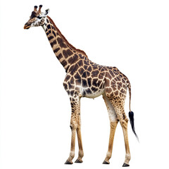 Naklejka premium Giraffe standing isolated on white background
