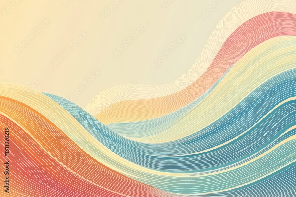 Poster abstract flow: a harmonious blend of flowing lines and pastel hues, evoking a sense of serenity and 