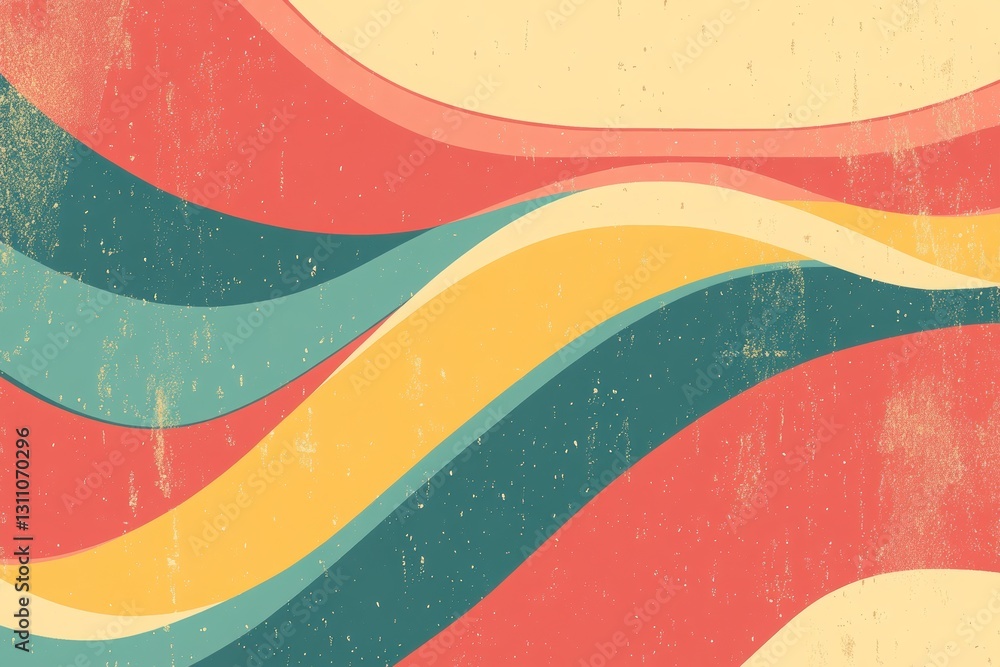 Poster retro waves: a captivating display of retro-inspired design, featuring undulating waves of color in 