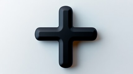 Obraz premium A sleek black plus symbol on a light background, representing positivity and addition.