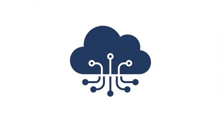 Obraz premium Abstract Cloud Computing Network Icon Deep Blue Clean Lines. AI Generated