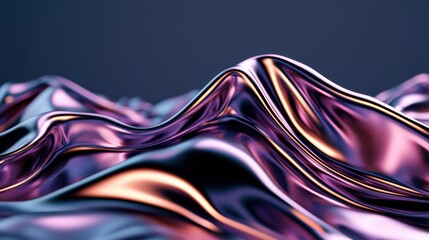 Abstract Waves of Glossy Metallic Fabric Reflection and Light Play