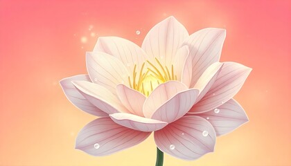 Obraz premium Serene Pink Lotus Blossom: A Digital Painting of Tranquility