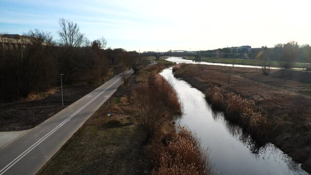 Warta river extension in Poznan, Poland. 