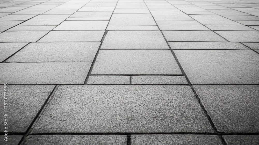 Poster monochromatic geometric pattern: a minimalist, symmetrical composition of rectangular stone tiles fo