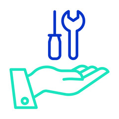 kayaking outline dual color icon