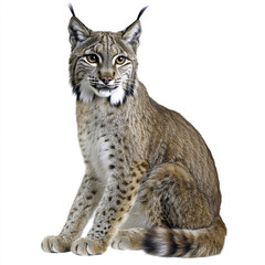 Obraz premium Iberian lynx sitting on white background