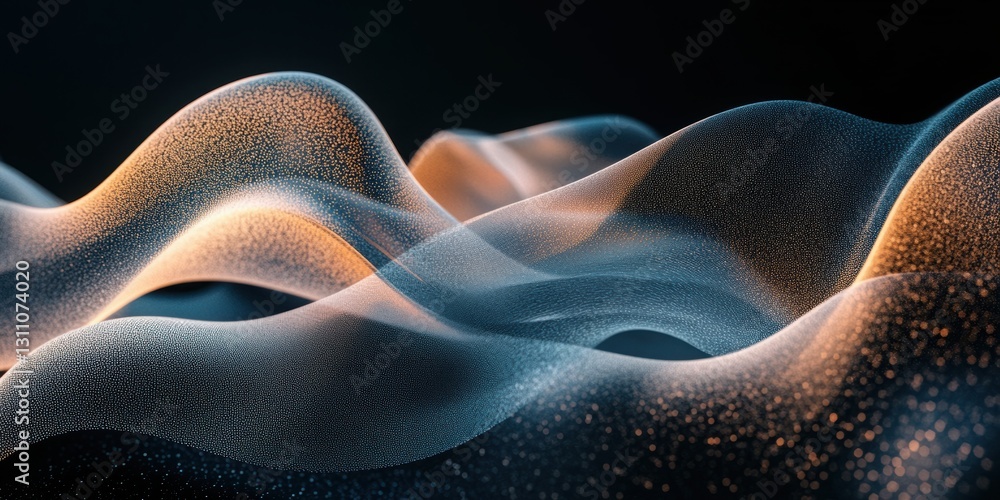 Poster abstract waves: shimmering, flowing waves of light and shadow create a mesmerizing abstract landscap