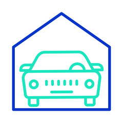 Car garage outline dual color icon