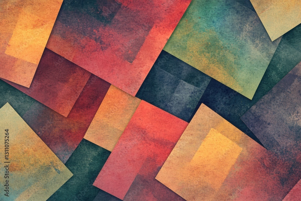 Poster abstract colorful geometric: a mesmerizing composition of overlapping geometric shapes and vibrant c