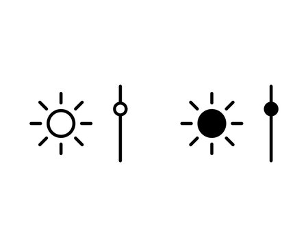 Brightness and contrast level adjustment icons. Screen brightness and contrast level settings icon. Vector illustration