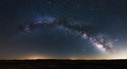 Fototapeta premium Majestic Milky Way Galaxy Night Sky Panorama. AI Generated