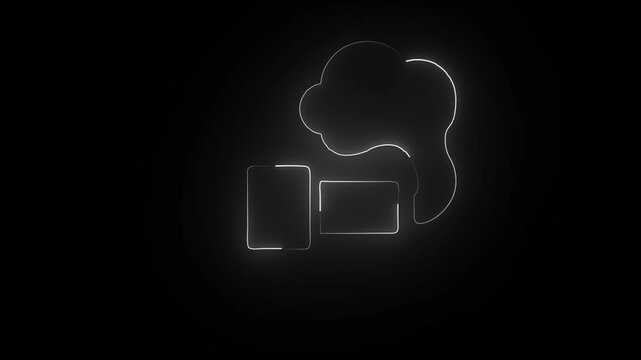 Animation of glowing neon hydrogen peroxide with cloud icon . neon sign .