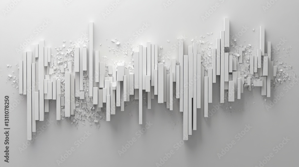 Poster abstract white blocks: a minimalist, abstract composition of varying height white blocks against a w