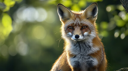 fox with thick fur and intense gaze in natural setting