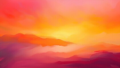 Fototapeta premium A soft and warm gradient that flows from gentle orange to delicate pink and sunny yellow, capturing the serene and hopeful hues of a sunrise. This gradient evokes feelings of calm, new beginnings
