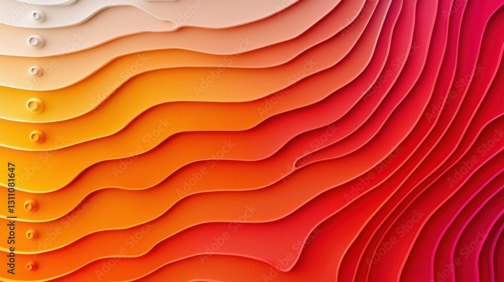 Poster abstract wave pattern in warm gradient hues of orange and red