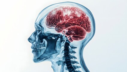 X-ray view of a highlighted brain