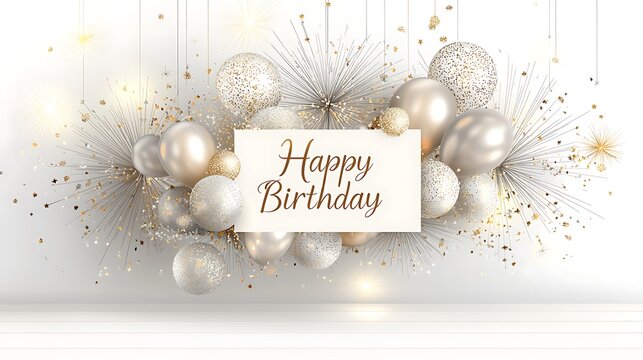 Joyful birthday celebration decorations festive atmosphere digital art elegant design vibrant colors