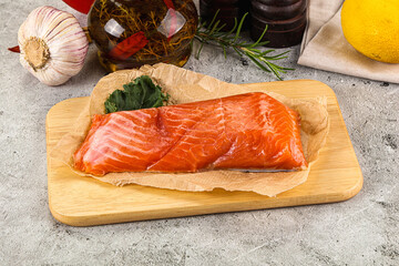 Piece of cut salmon fillet