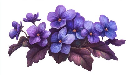 Purple African Violet Cluster Illustration