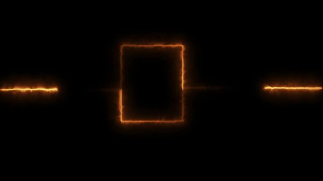 Abstract black background glowing Neon light frame rectangle loading icon in 4k video animation.Glowing neon square frame animation