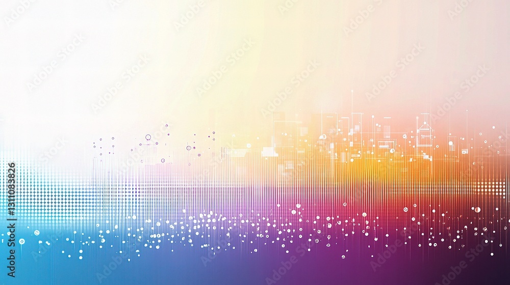 Poster abstract digital technology background with colorful lines and dots