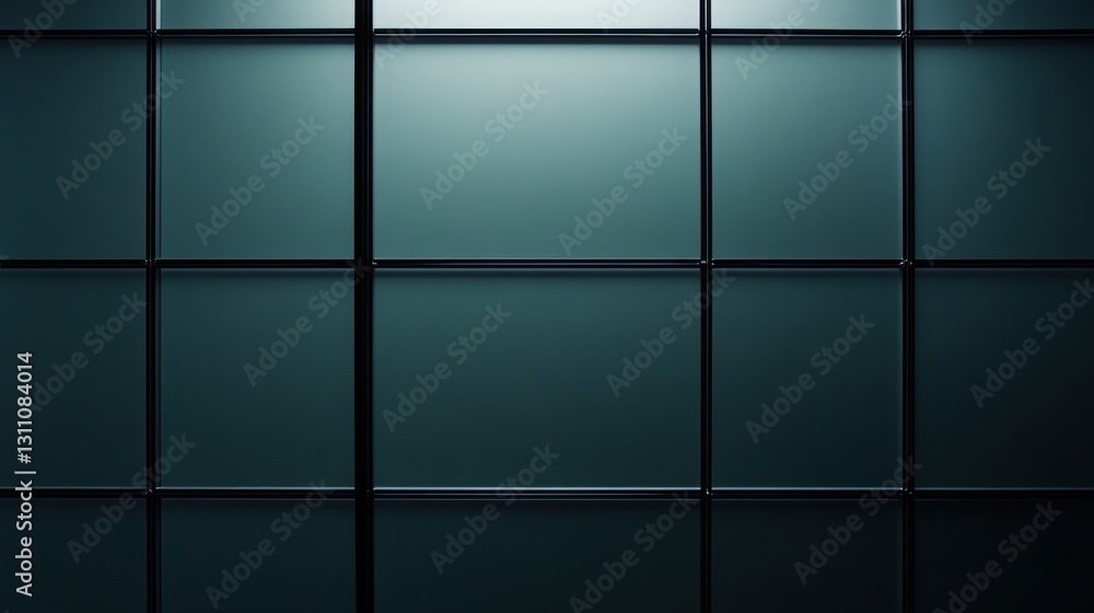 Poster grid of reflections: an abstract composition features a repeating grid pattern, with each square ref