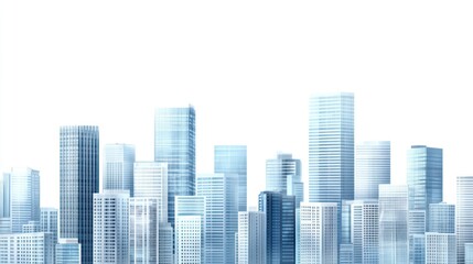 Obraz premium Modern city skyline, urban landscape, business district, white background, architectural design