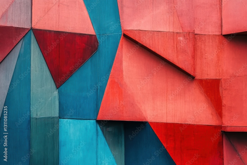 Poster geometric harmony: a dynamic and eye-catching geometric pattern, crafted from textured triangular pa