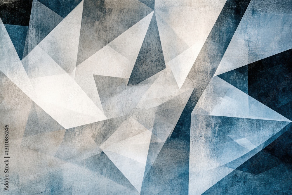 Poster geometric symphony: a visually arresting composition of overlapping abstract triangles with a muted 