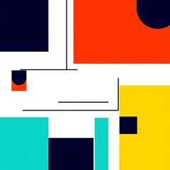Modern Geometric Graphic Design with Bold Color Blocking on White Background