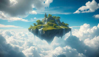 Flying Island In The Sky AI Generative
