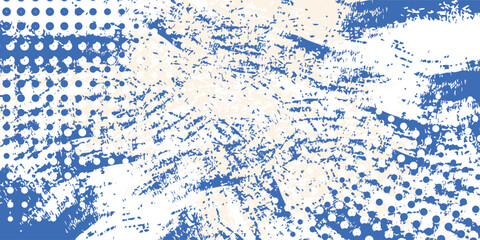 Vector grainy blue spiral brush stroke with spray texture. Hand drawn distress damaged abstract modern simple design