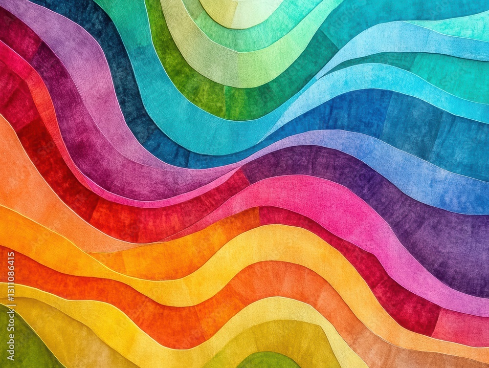 Aufkleber vibrant waves of color: abstract illustration featuring layers of wavy, textured shapes, creating a 