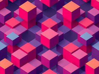 Obraz premium An ultra-modern geometric pattern with isometric 3D cubes and vibrant color contrast