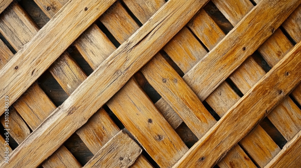 Aufkleber wooden lattice texture: a close-up shot of a wooden lattice pattern, showcasing the intricate weave 