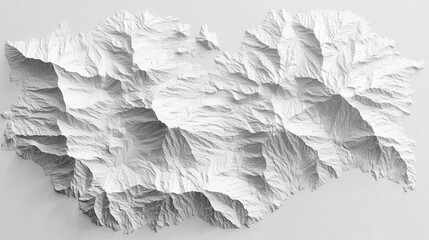 Three-Dimensional White Mountain Landscape Relief Art Display