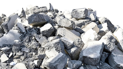 Pile of Gray Concrete Rubble and Debris | Construction Site Materials and Demolition Waste