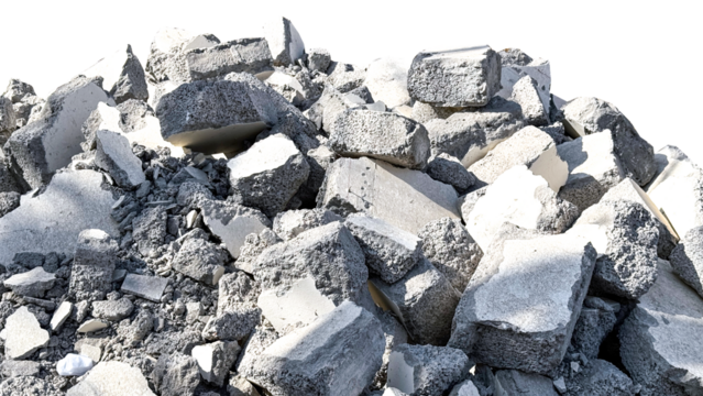 Pile of Gray Concrete Rubble and Debris | Construction Site Materials and Demolition Waste