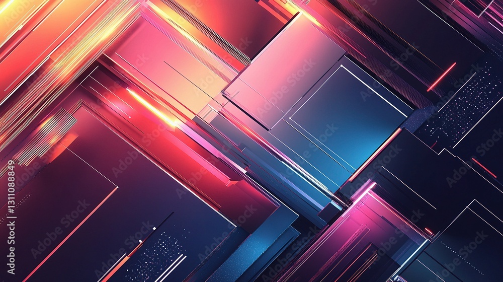 Aufkleber dynamic geometric abstract background with vibrant colors and lines
