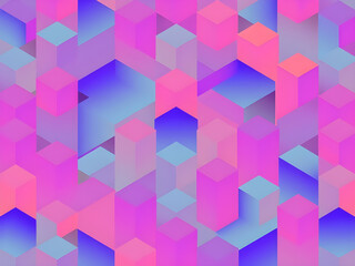 An ultra-modern geometric pattern with isometric 3D cubes and vibrant color contrast