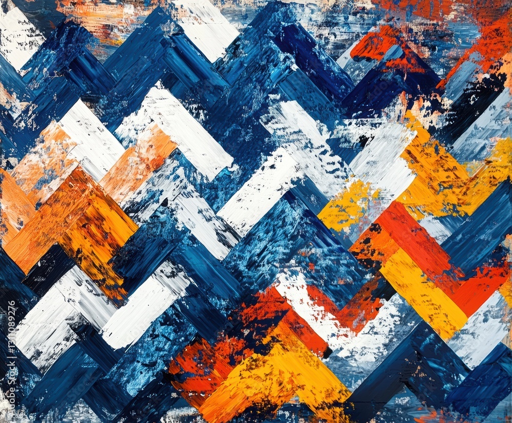 Aufkleber vibrant chevron abstract: a dynamic and colorful abstract composition featuring bold chevron pattern